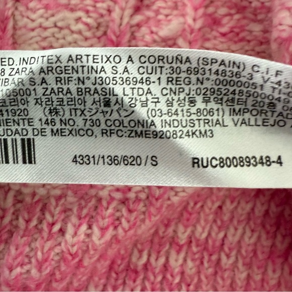 Zara Cable Knit Metallic Pink Cropped Sweater - Picture 10 of 11